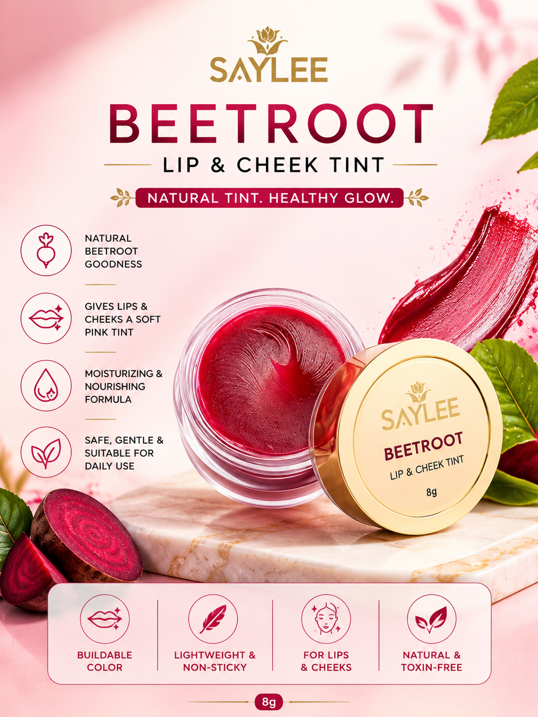 Saylee HempGlow Lip Cheek Tint Beetroot